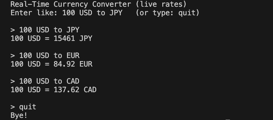 Real Time Currency Converter